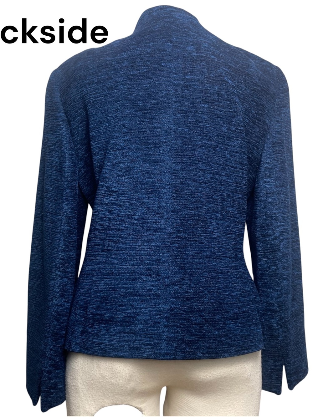 Akris Punto Blue Tweed Zip Front Wool Angora Jacket Blazer Lined Pockets Sz 10 - Picture 10 of 16
